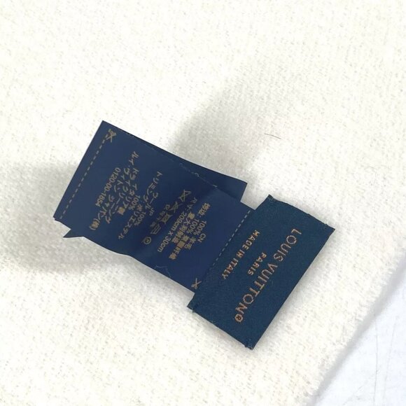 LOUIS VUITTON M79377 LV SKI Scarf-LV Ice Fringe LV logo Scarf wool White/Black - Picture 5 of 14